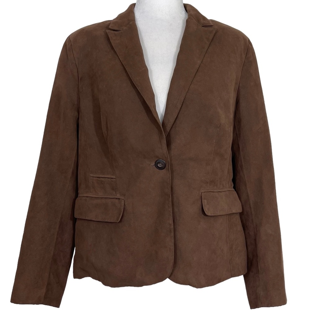 Coldwater Creek Brown Faux Suede Blazer Old Money Refined Business Casual Soft